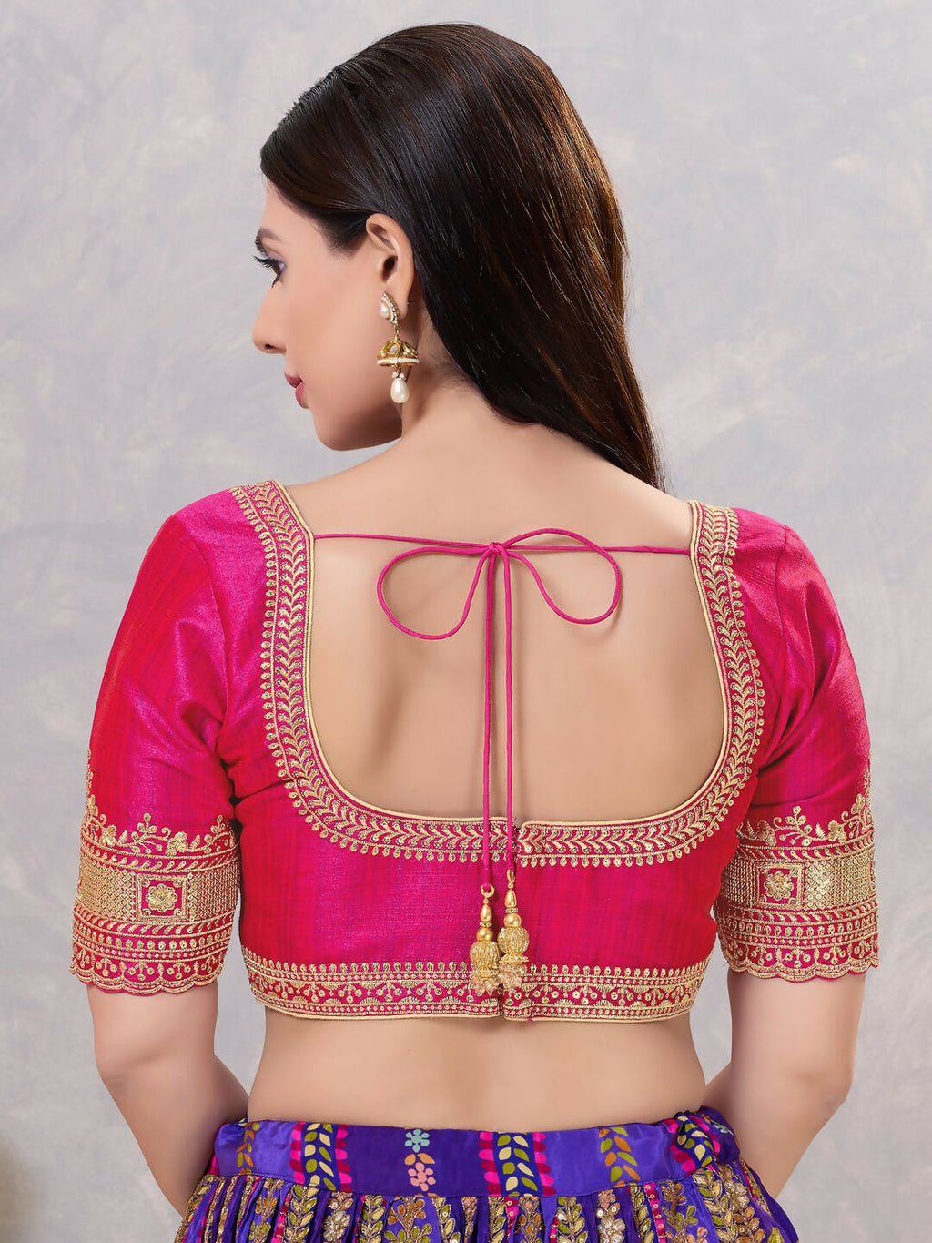 Joban Fashion Women Silk Dark-Pink Stitched Blouse