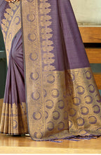 Sangam Prints Purple Blue Assam Silk Woven Work Traditional Saree