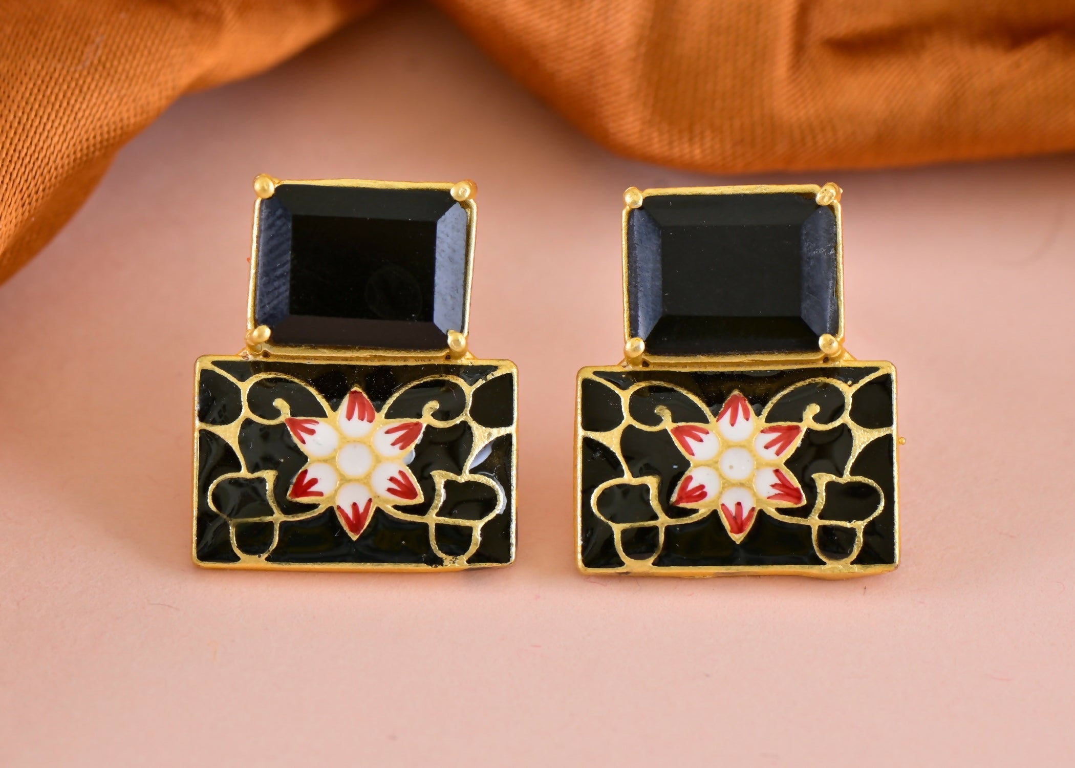 Joban Fashion Women Brass Black Onyx Earrings - Distacart