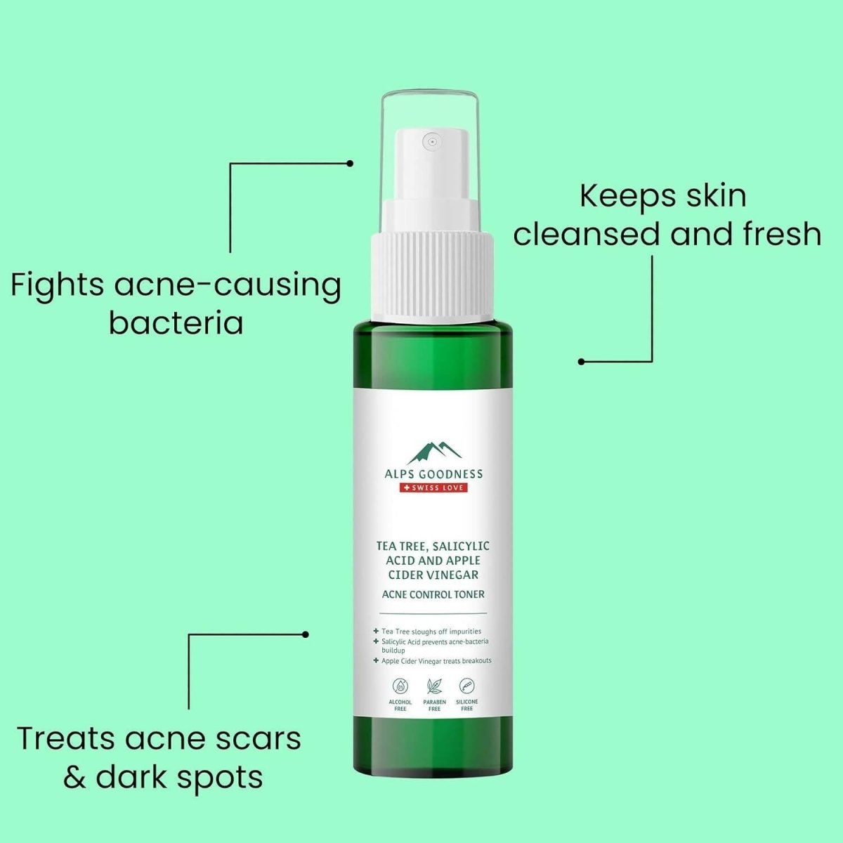 Alps Goodness Acne Control Toner for Oily Skin with Tea Tree Apple, Cider Vinegar & Salicylic Acid