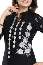 Snehal Creations Designer Long Raw Silk Embroidery Kurti - Distacart