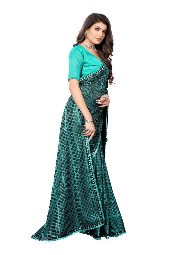 Vamika Rama Green Lycra Knitted Saree