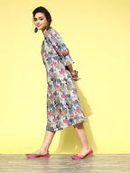 Yufta Ethnic Motifs Midi Dress - Distacart