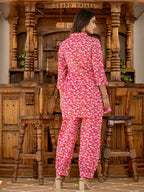 Yufta Ethnic Motifs Print Pink Cotton Co-Ord Set