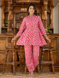 Yufta Ethnic Motifs Print Pink Cotton Co-Ord Set