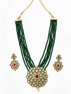 NVR Women Gold Plated Green Kundan Jewellery Set - Distacart