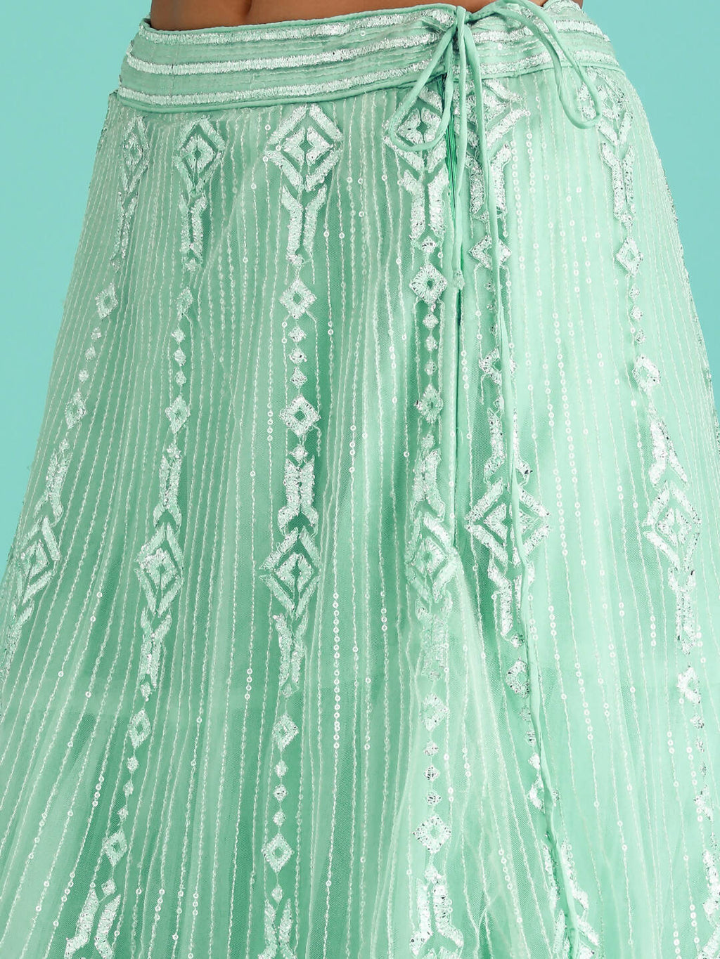 House of Panchhi Turquoise Blue Net Gotapatti Work Lehenga & Blouse, Dupatta