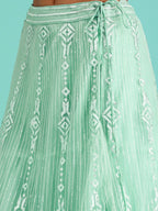 House of Panchhi Turquoise Blue Net Gotapatti Work Lehenga & Blouse, Dupatta