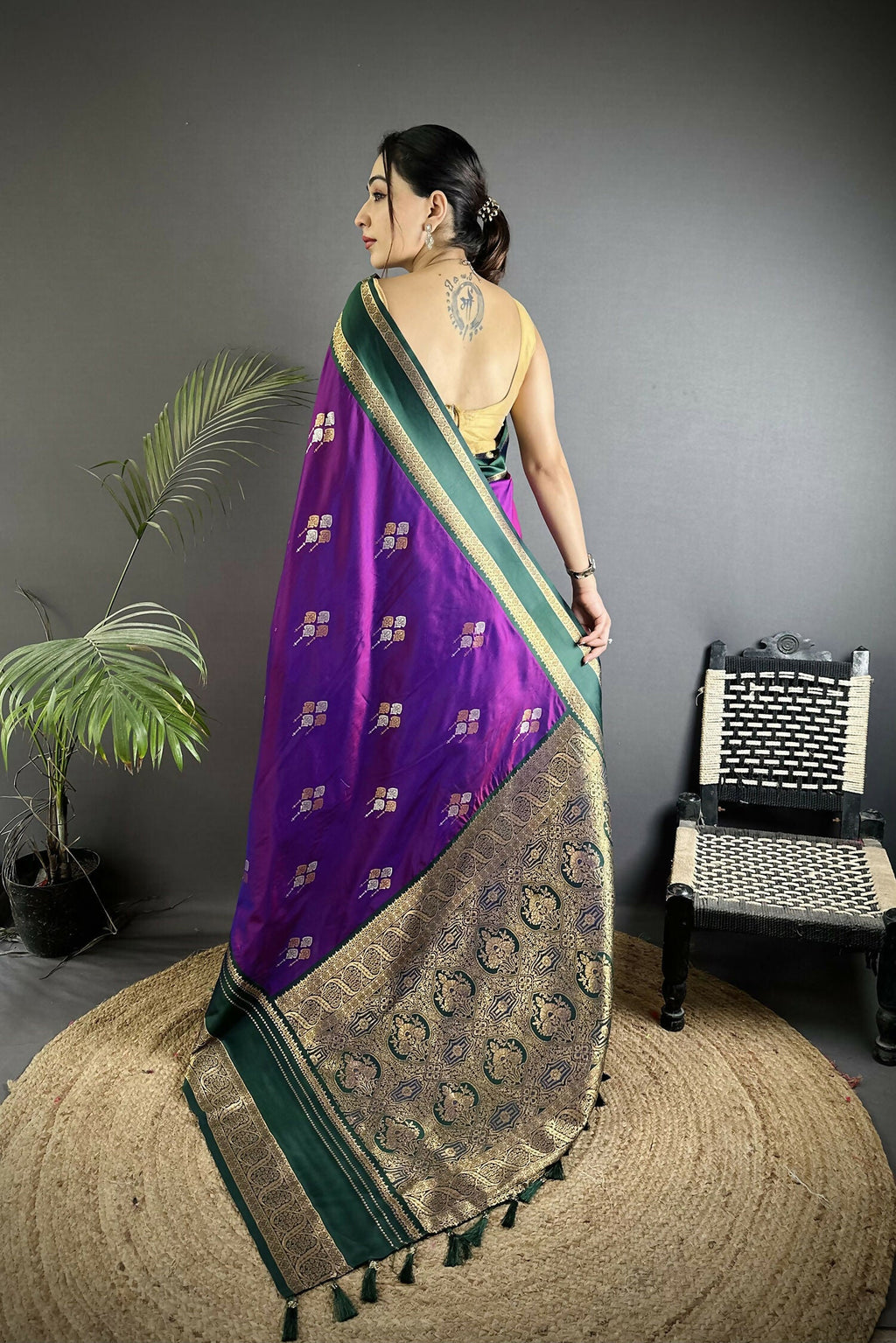 Joban Fashion Purple Banarasi Soft Silk Woven Saree - Distacart