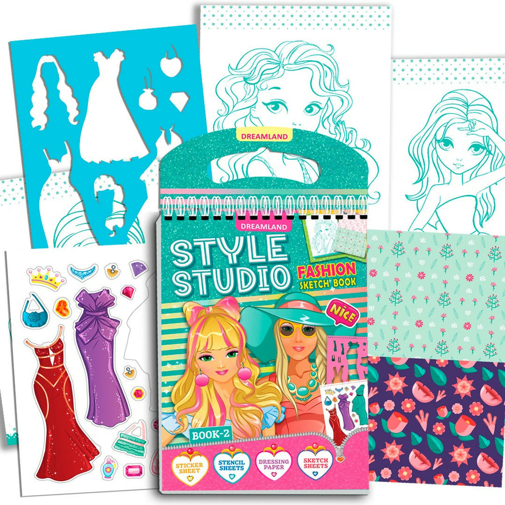 Dreamland Publications Style Studio Fashion Sketch Activity Book 2 for Girls Age 4-8 years - Distacart