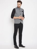 Even Apparels Grey Merino Men Woven Nehru Jacket PW689 - Distacart