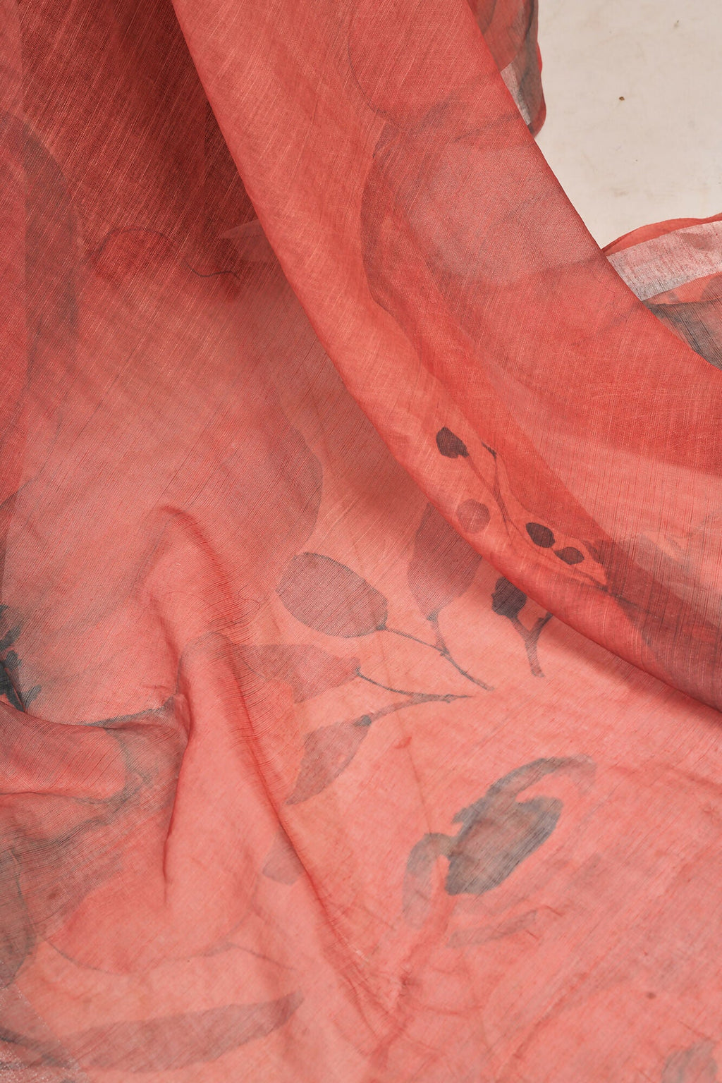 Vastranavya Brown Digital Printed Linen Ready To Wear Designer Saree with Unstitched Blouse - Distacart