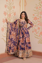 Joban Fashion Purple Silk Sequence Embroidery Work Kurta Set - Distacart