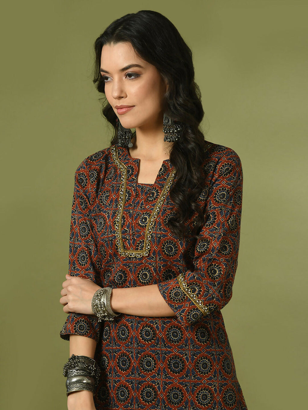 Myshka Women's Multi Printed Cotton Straight Party Kurta Set