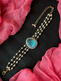 Joban Fashion Sky Blue Brass Ad With Monalisa Stone Beaded Bracelet - Distacart
