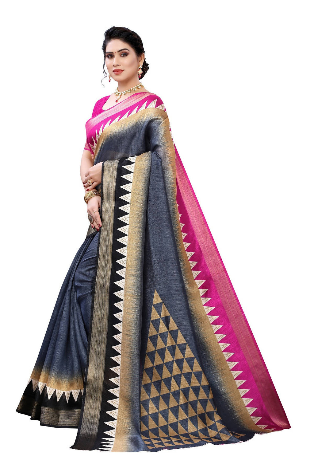 Vamika Grey Linen Jari Border Saree (GUNJAN GREY) - Distacart