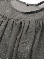 Ahalyaa Women Grey Chiffon Silver Glitter Printed Tunic