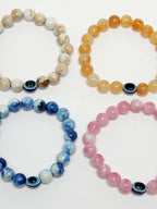 NVR Men & Women Set of 4 Artificial Beads-Beaded Evil Eye Elasticated Bracelet - Distacart