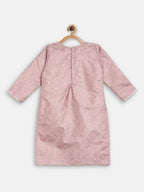 Ahalyaa Pink Poly Silk Straight Kids Kurta Palazzo Set For Girls