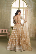 Eilara Classical Khaki Net A - Line Lehenga Choli
