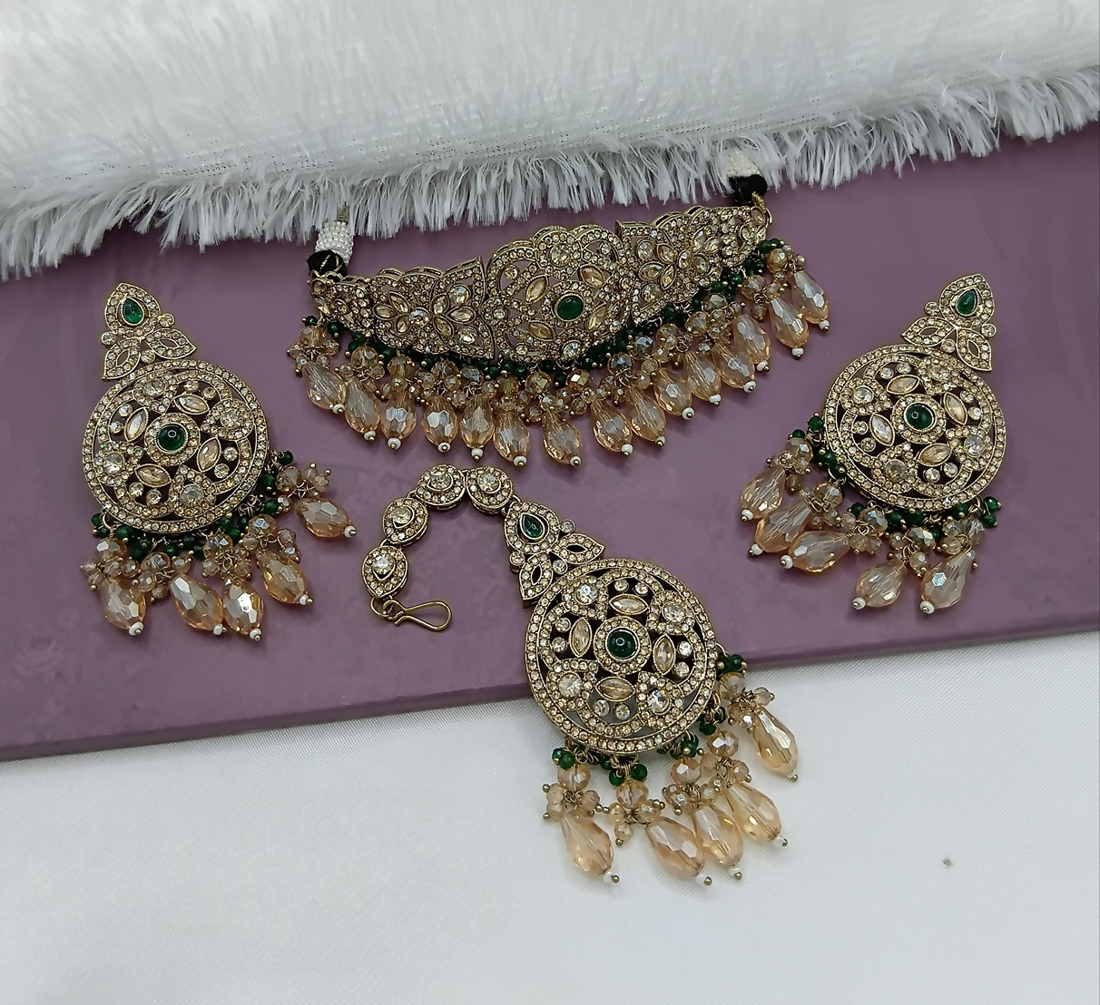 Joban Fashion Green Alloy Choker Set