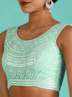 House of Panchhi Turquoise Blue Net Gotapatti Work Lehenga & Blouse, Dupatta