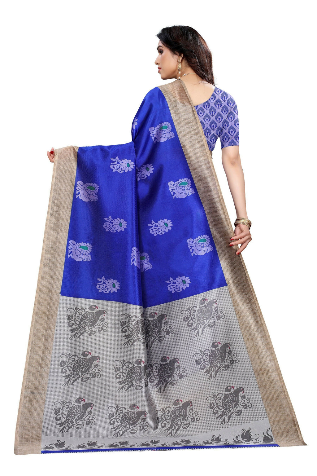 Vamika blue Printed Art Silk Saree