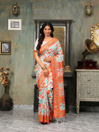 Shree Shyam Fashion Linen Cotton(Woven Work) Multicolour Saree - Distacart