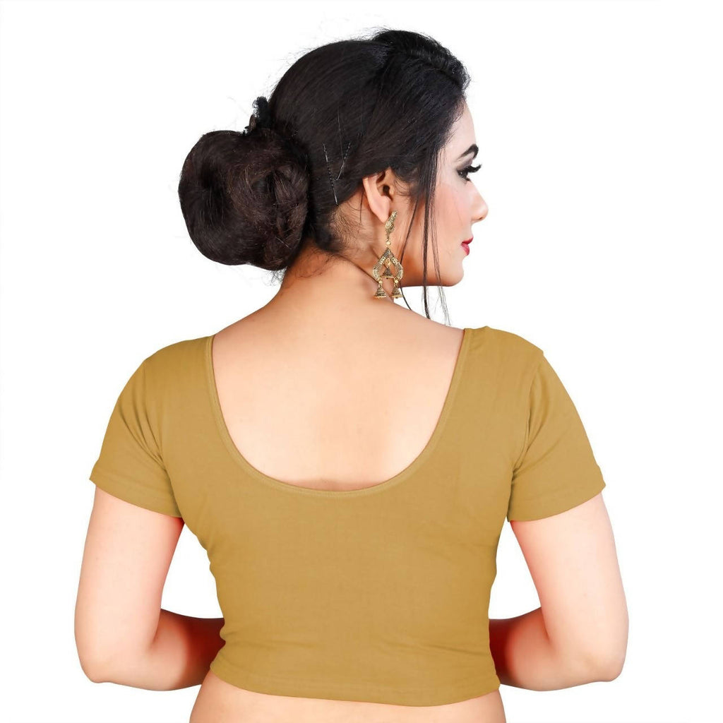 Vamika Beautiful Mustard Lycra Plain Blouse - Distacart