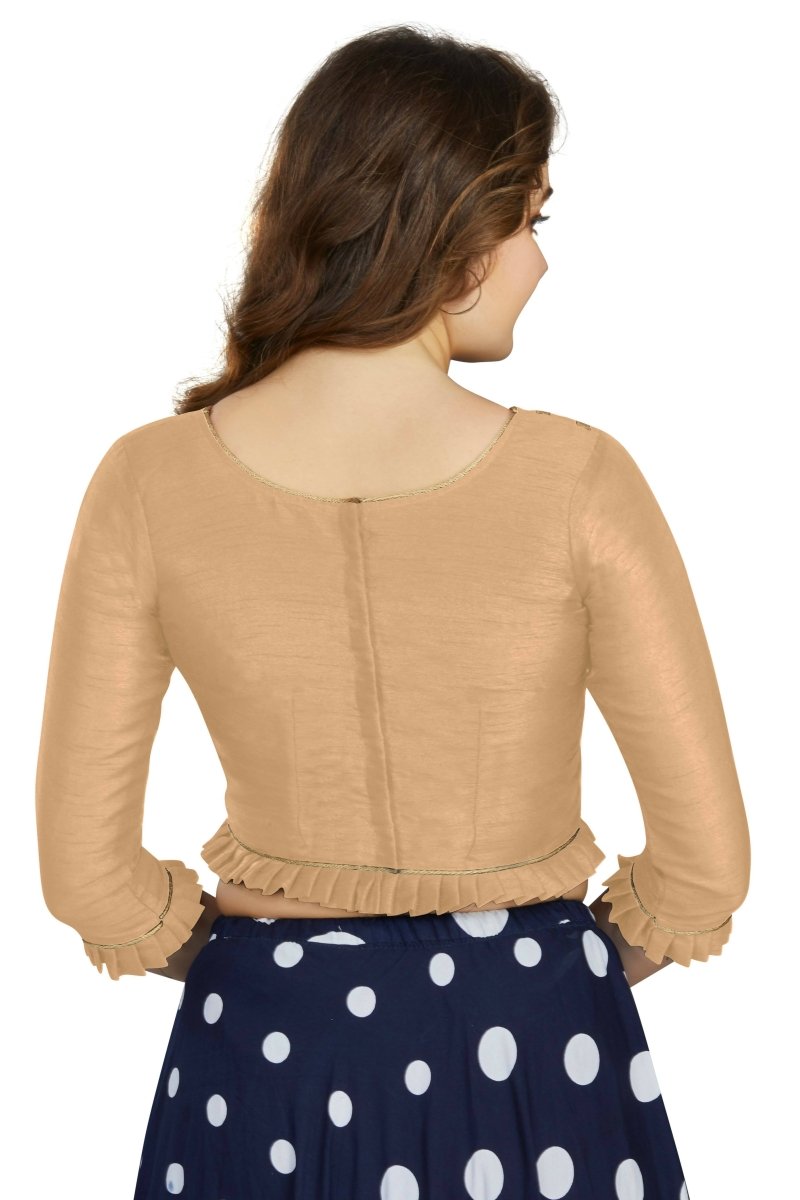 Aastha Fashion Women's Beige Art Silk Designer Party Wear Readymade Blouse
