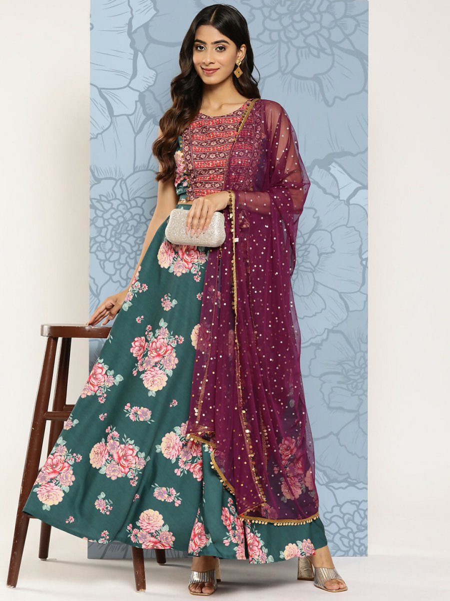 Ahalyaa Women's Traditional wear Lehenga Choli - Green