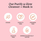 Foxtale Purify & Glow Cleanser + Mask With French Pink Clay & Sodium