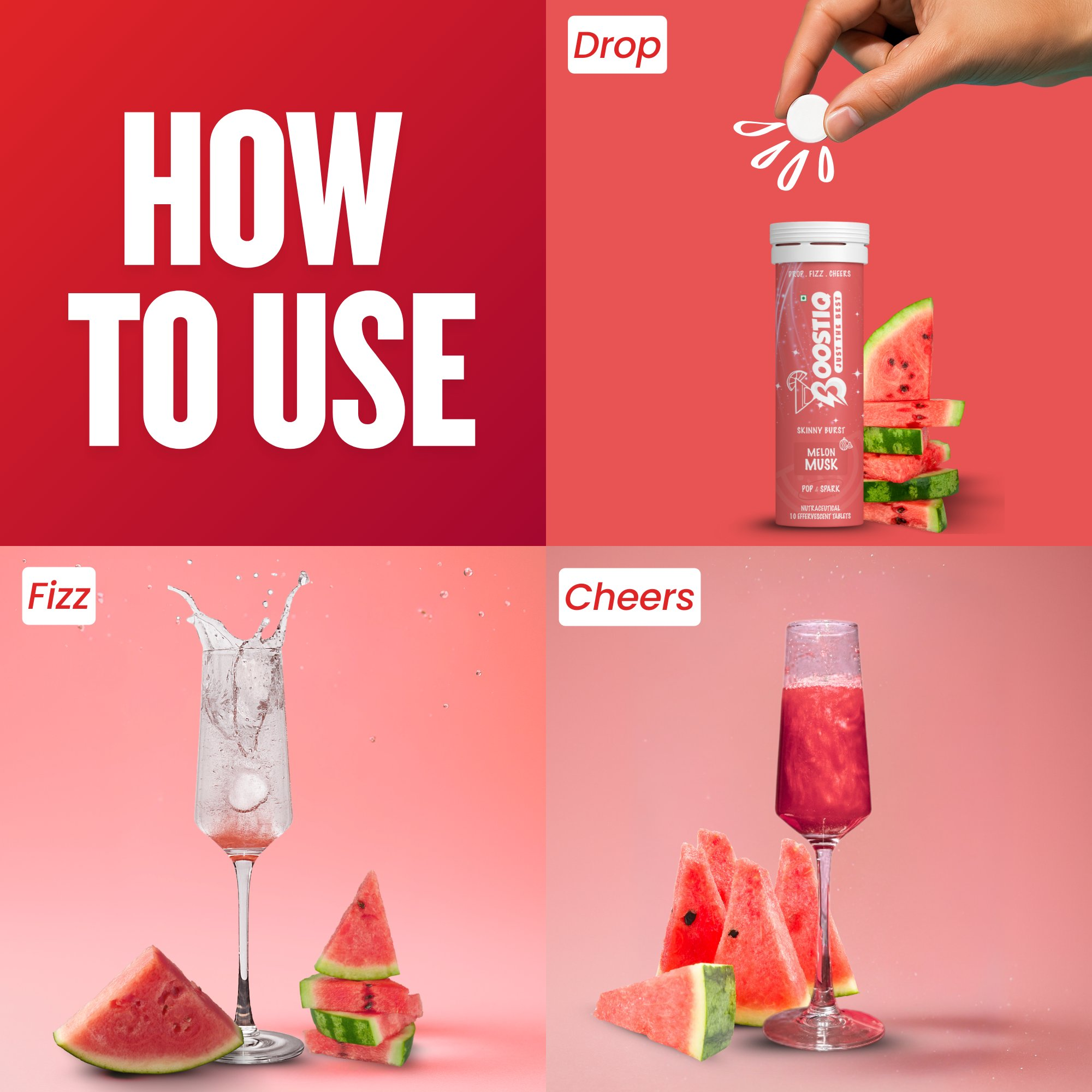 BOOSTIQ Pop & Spark Effervescent Tablets - Melon Musk