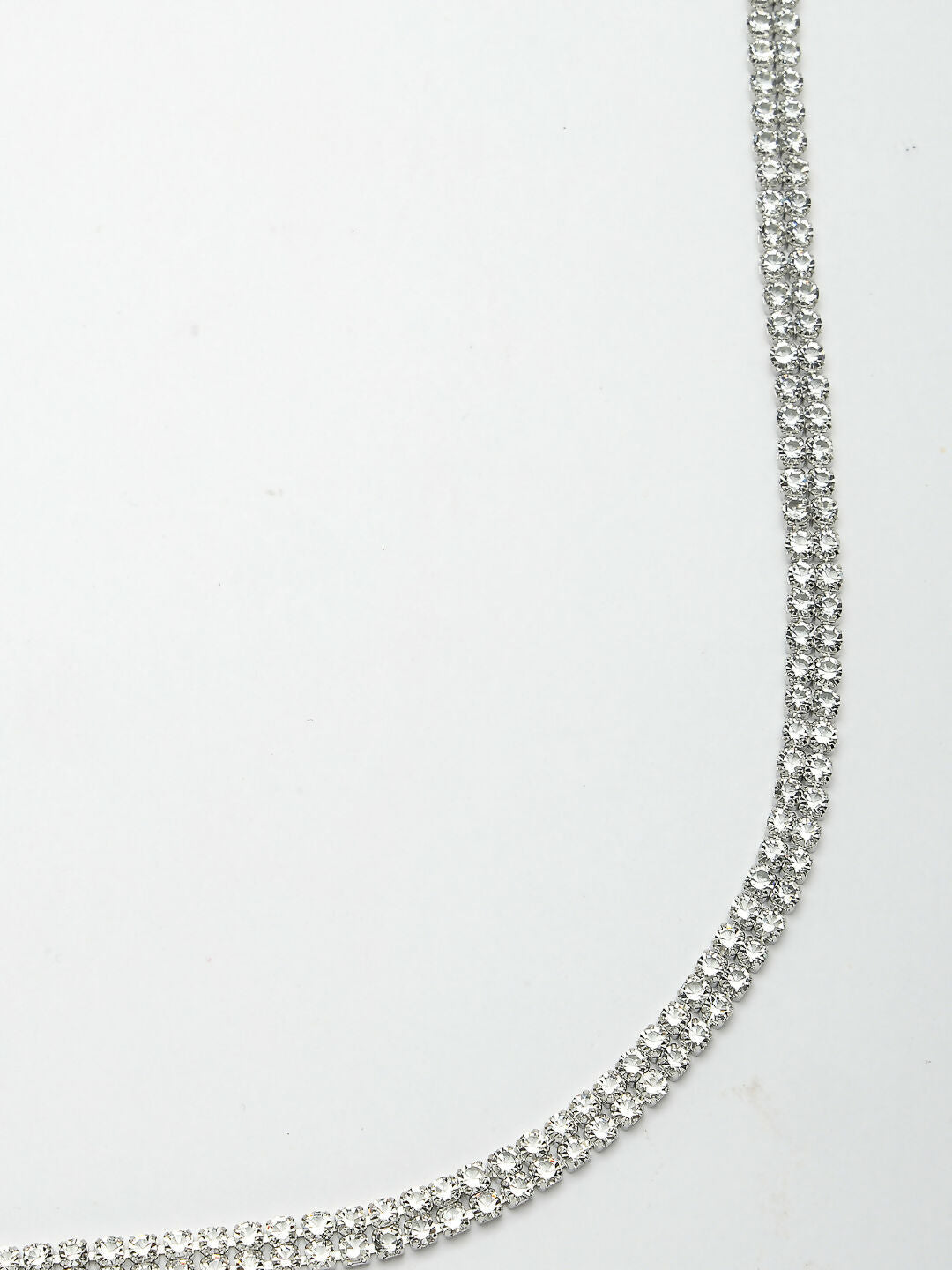 NVR Women's Silver-Plated AD-Studded Double Layered Kamarbandh Waist Chain