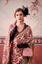 Vastranavya Pink Tussar Silk Printed with Viscose Border Saree & Unstitched Blouse - Distacart
