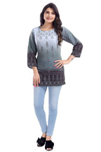 Snehal Creations Gray Color Faux Crepe Printed Short Kurti Tunic