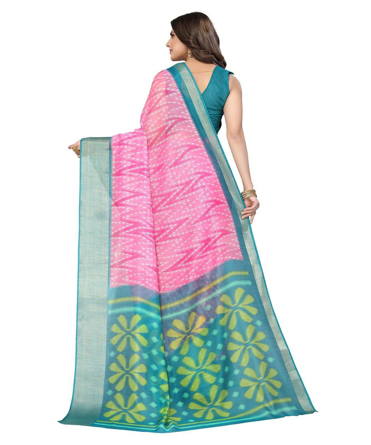 Vamika Cotton Pink Jari Border Bollywood Style Saree (DINO PINK) - Distacart