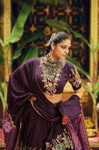 Teeya Creation Wine Colour Rayon Silk Digital Print Fully Stitched Navratri Lehenga