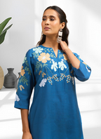 Joban Fashion Teal Silk Embroidered Readymade Cord Set - Distacart