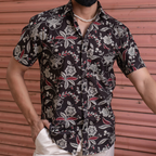 Miravan Men's Multi Colour Floral Printed Half Sleeve Slim Fit shirt