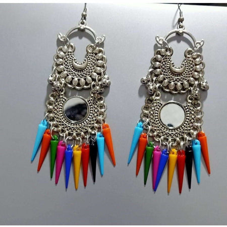 MS Fashion India Double Chandbali Hanging Earrings With Multicolor Cone Pearls