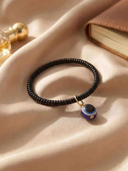NVR Black Evil Eye Spring Ring Bracelet for Men & Women