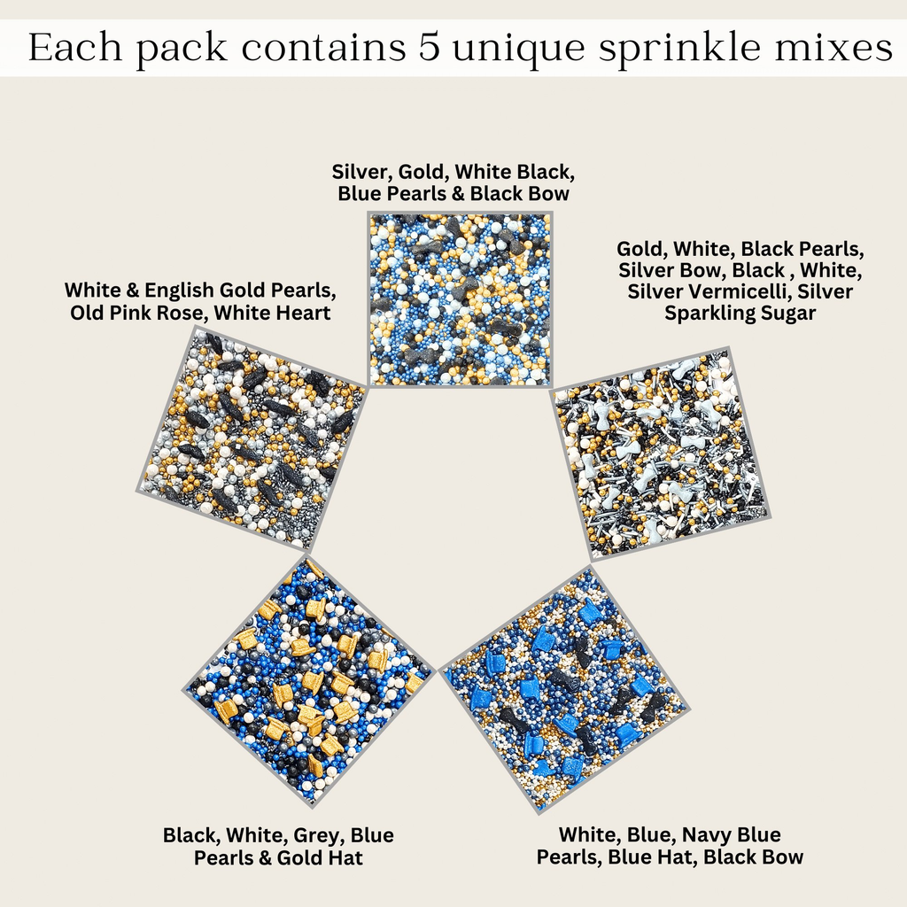 confect king of the grill sprinkles black blue white sprinkles mix celebration sprinkles assorted pack of 5 edible sprinkles