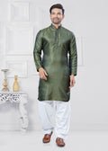 Joban Fashion Men's Jacquard Silk Green Printed Kurta Pyjama set