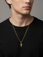 NVR Men's Arrow Shaped Gold Plated Pendant with Chain - Distacart