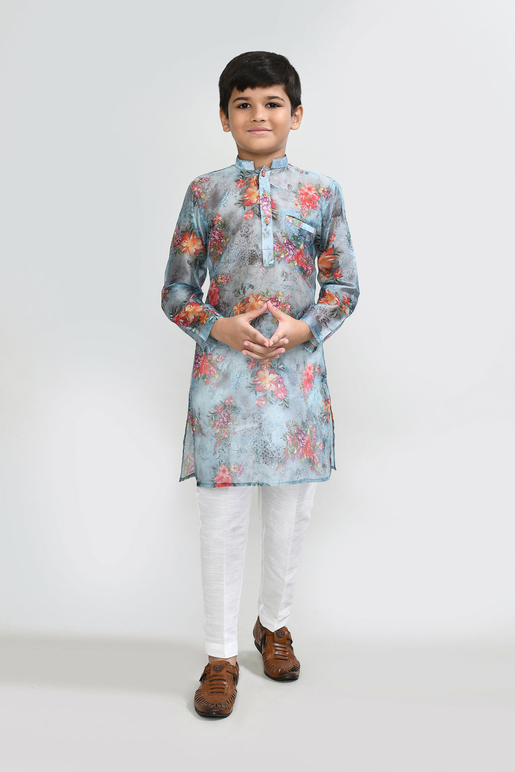 Joban Fashion Georgette Sea Green Kurta With Straight Fit Pant