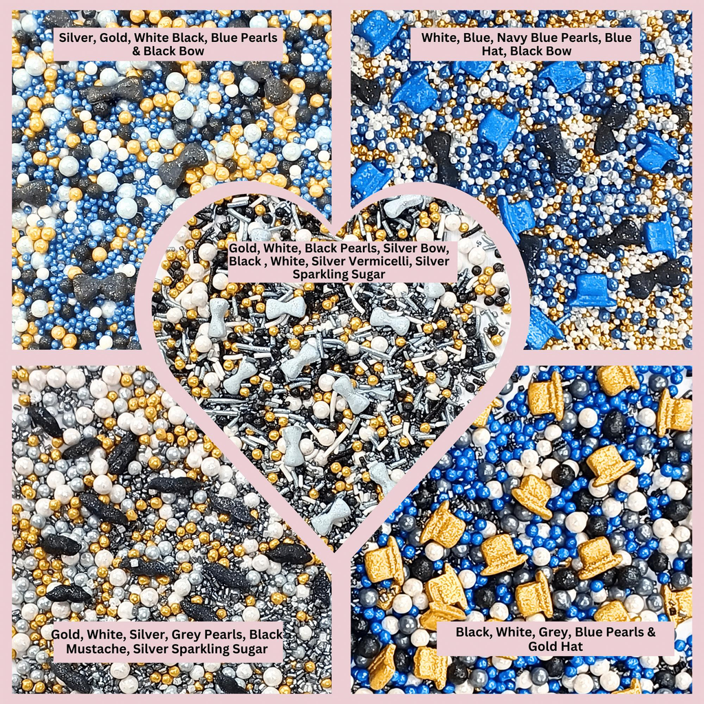 confect king of the grill sprinkles black blue white sprinkles mix celebration sprinkles assorted pack of 5 edible sprinkles