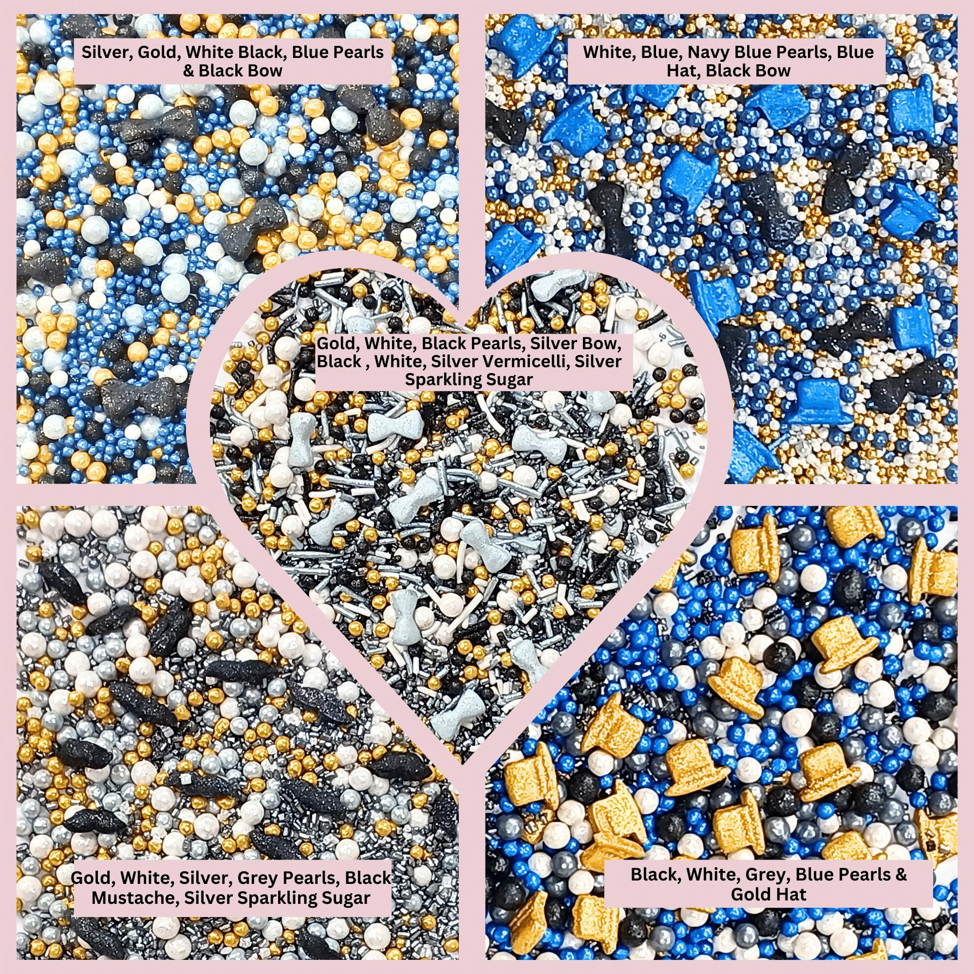 confect king of the grill sprinkles black blue white sprinkles mix celebration sprinkles assorted pack of 5 edible sprinkles