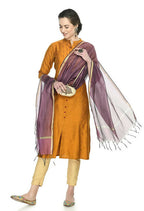 Mominos Fashion Moeza Banarsi Piping Purple Dupatta