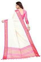 Vamika Weaving White Cotton Silk Saree (DEVAL PINK) - Distacart